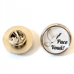 Insigna metalica rotunda cu pin de rever, Pace Voua!